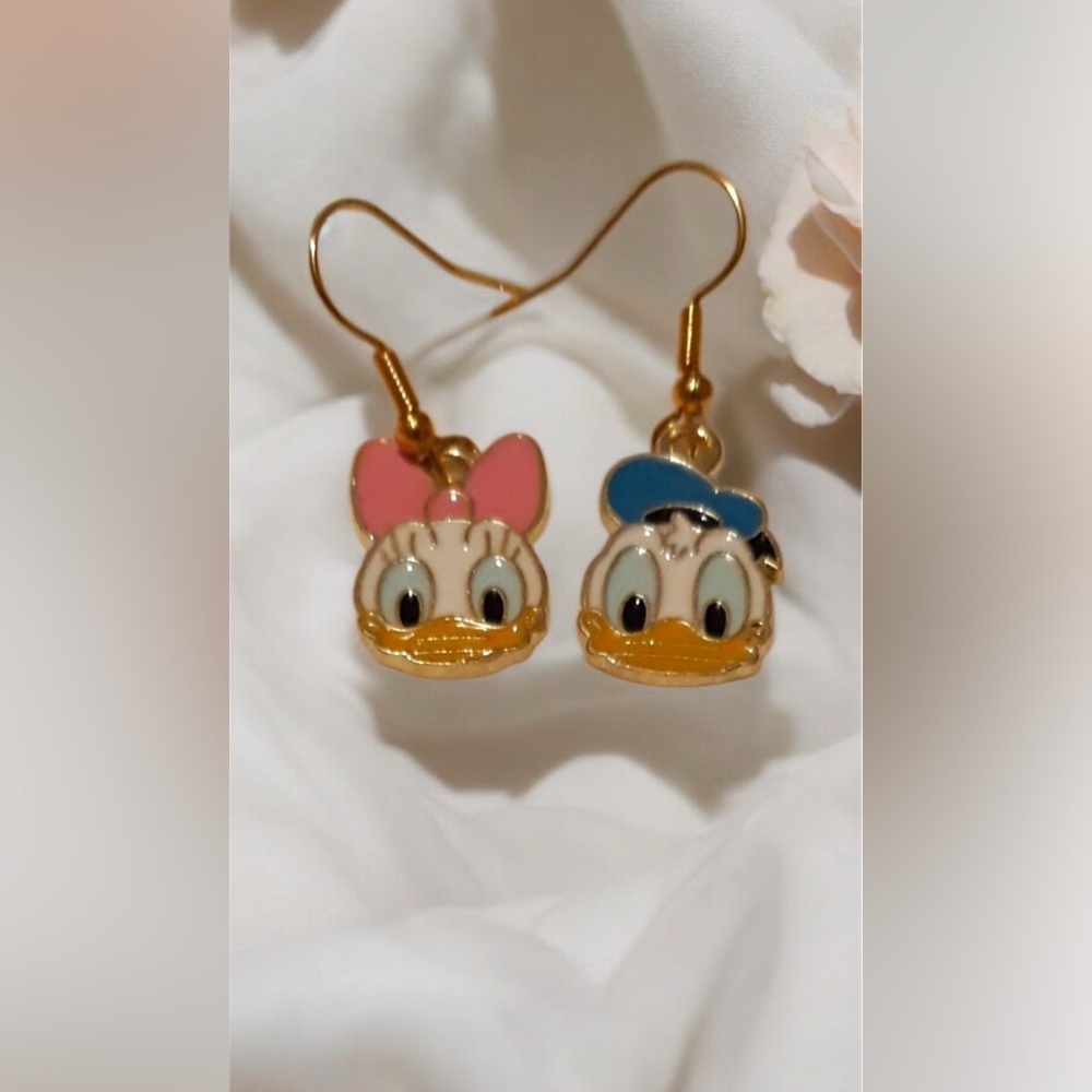 Disney Donald Daisy Duck Charm Earrings Stainless Earwires NEW NWT Hand Made